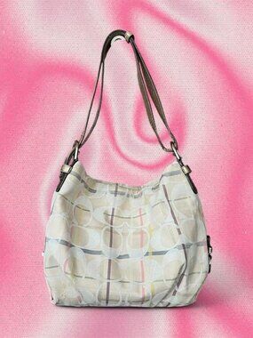 Y2K Coach Poppy Tattersall Multi-colored Jacquard Crossbody Tote Bag